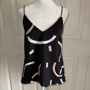 C/Meo Collective Black Curve Print Back Bow Spaghetti Strap Top